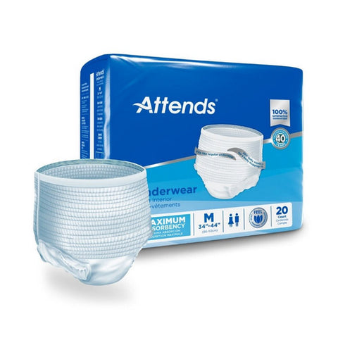 Attends, Unisex Adult Absorbent Underwear Attends Pull On Medium, Count of 4