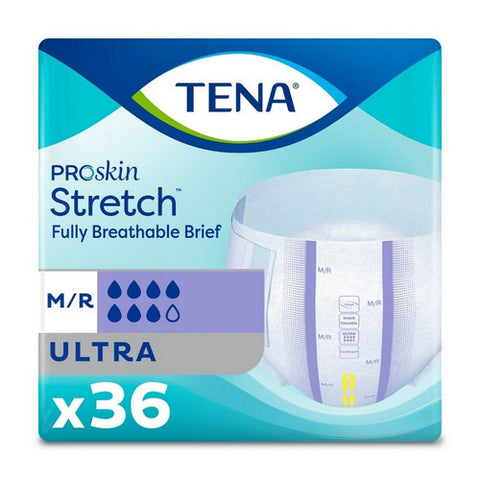 Tena, Unisex Adult Incontinence Brief TENA Stretch Ultra Tab Closure Medium Disposable Heavy Absorbency, Case Of 2