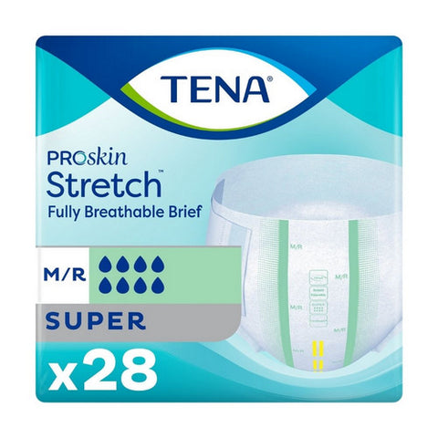 Tena, Unisex Adult Incontinence Brief TENA Stretch Super Tab Closure Medium Disposable Heavy Absorbency, Count of 2