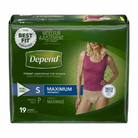 Kimberly Clark, Female Adult Absorbent Underwear Depend FIT-FLEX Pull On with Tear Away Seams Small Disposable Hea, Pack Of 19