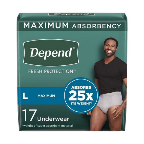 Kimberly Clark, Male Adult Absorbent Underwear Depend FIT-FLEX Pull On with Tear Away Seams Large Disposable Heavy, Case Of 2