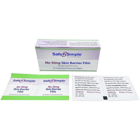 Safe N Simple, Skin Barrier Wipe Safe n Simple Individual Packet 2 X 2 Inch, Box Of 25