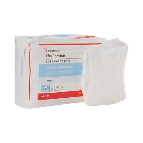 Cardinal, Unisex Adult Absorbent Underwear Simplicity Extra Pull On with Tear Away Seams Large Disposable Mode, Case Of 4