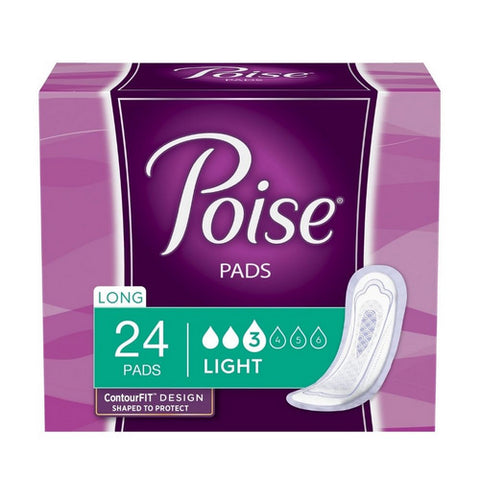 Kimberly Clark, Bladder Control Pad Poise Long Length Light Absorbency Absorb-Loc Core One Size Fits Most Adult Fe, Case Of 4