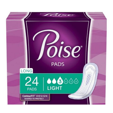 Kimberly Clark, Bladder Control Pad Poise Long Length Light Absorbency Absorb-Loc Core One Size Fits Most Adult Fe, Pack Of 24