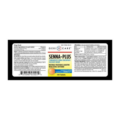 Gericare, Stool Softener Senna Plus Tablet 1,000 per Bottle 50 mg - 8.6 mg Strength Docusate Sodium / Sennosi, Count of 1