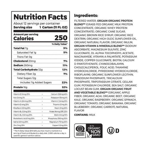 Orgain, Oral Supplement Orgain Organic Nutritional Shake Sweet Vanilla Bean Flavor 11 oz. Container Carton, Count of 12