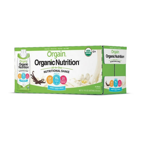 Orgain, Oral Supplement Orgain Organic Nutritional Shake Sweet Vanilla Bean Flavor 11 oz. Container Carton, Count of 12