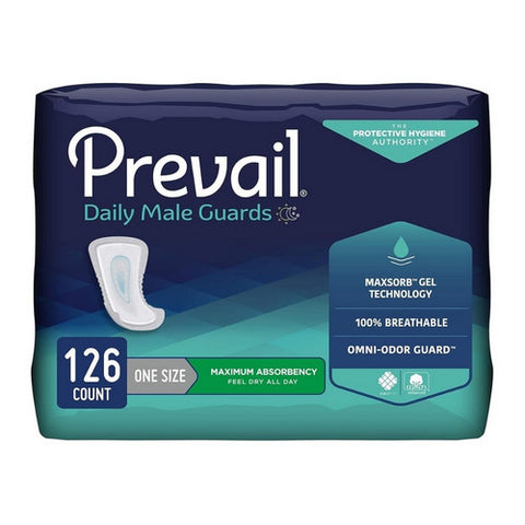 First Quality, Bladder Control Pad Prevail Daily Male Guards 12-1/2 Inch Length Heavy Absorbency Polymer Core One, Case Of 9