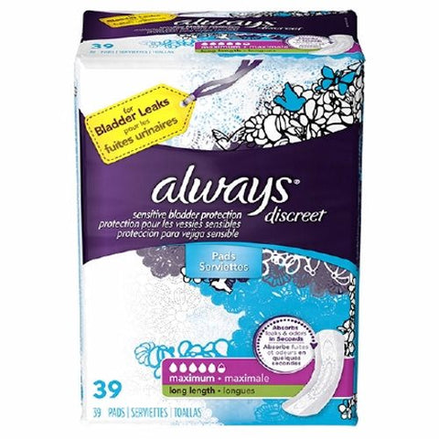Always Discreet, Incontinence Liner Always Discreet Maxi 13.5 Inch Length Heavy Absorbency DualLock Core One Size Fi, Count of 117