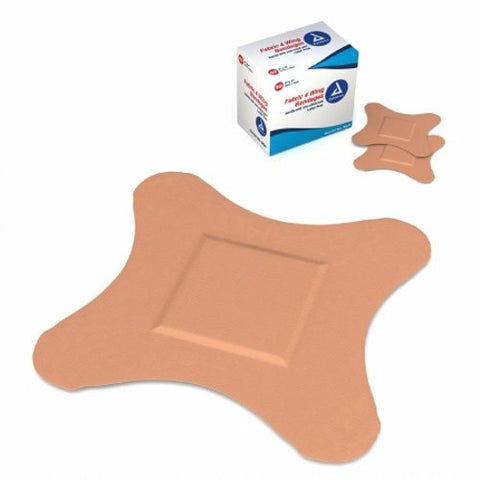 Dynarex, Adhesive Strip Dynarex 3 X 3 Inch Fabric 4-Wing Tan Sterile, Case Of 24