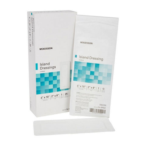 McKesson, Adhesive Dressing McKesson 4 X 10 Inch Polypropylene / Rayon Rectangle White Sterile, Case Of 4