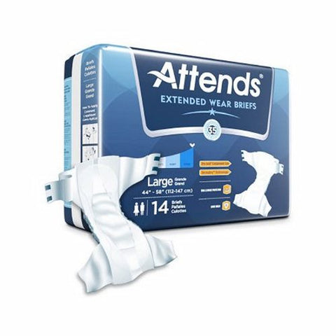 Attends, Unisex Adult Incontinence Brief Attends Extended Wear Tab Closure Large Disposable Heavy Absorbency, Case Of 4