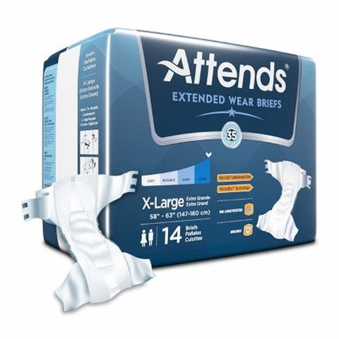 Attends, Unisex Adult Incontinence Brief Attends Extended Wear Tab Closure X-Large Disposable Heavy Absorben, Count of 14