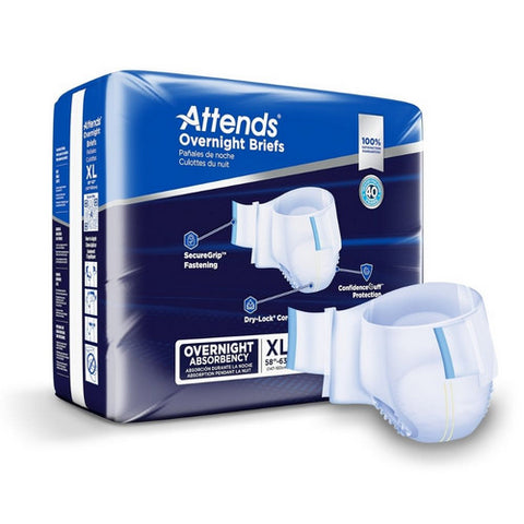 Attends, Unisex Adult Incontinence Brief Attends Extended Wear Tab Closure X-Large Disposable Heavy Absorben, Case Of 4