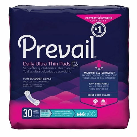 First Quality, Bladder Control Pad Prevail Daily Pads 9-1/4 Inch Light Absorbency Polymer Core One Size Fits Most, Case Of 3