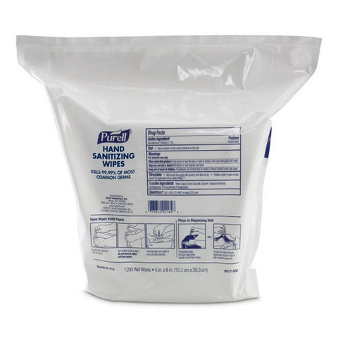 Purell, Sanitizing Skin Wipe Purell Refill Pouch BZK (Benzalkonium Chloride) Alcohol Scent 1,200 Count, Count of 2