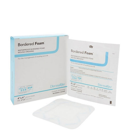 DermaRite, Foam Dressing BorderedFoam 4 X 4 Inch Square Adhesive with Border Sterile, Box Of 10