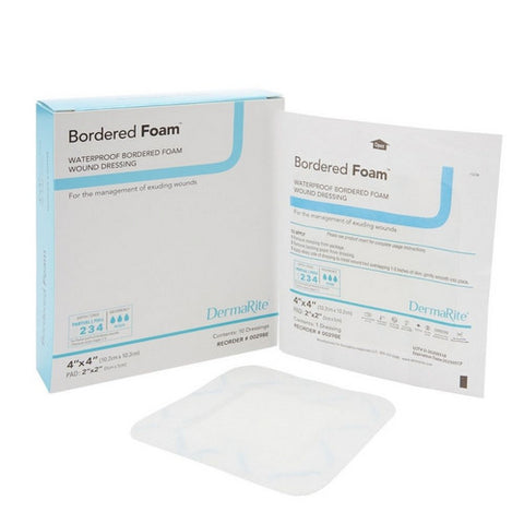 DermaRite, Foam Dressing BorderedFoam 4 X 4 Inch Square Adhesive with Border Sterile, Count of 1