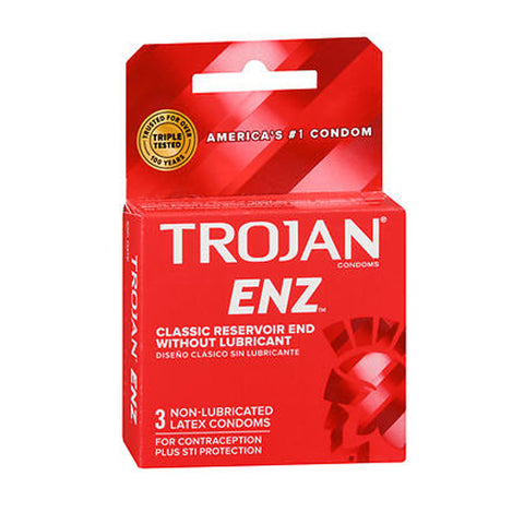 Trojan, Condom Trojan Non-Lubricated One Size Fits Most 3 per Box, Box Of 3