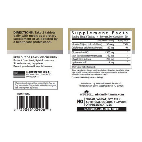 Windmill Health, Glucosamine with Chondrotin & MSM, 60 Tabs