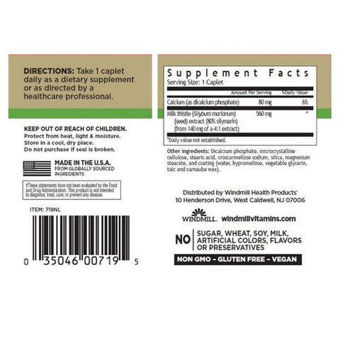 Windmill Health, Milk Thistle, 560mg, 60 Tabs