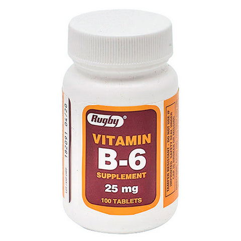 Rugby, Vitamin Supplement Rugby Vitamin B6 25 mg Strength Tablet 100 per Bottle, 25mg, 100