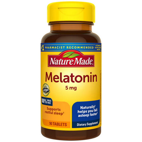 Nature Made, Melatonin Sleep Aid For Adults, 5 Mg, 90 Tabs