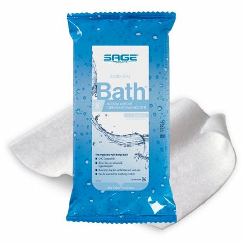 Sage, Rinse-Free Bath Wipe Essential Bath Medium Weight Soft Pack Scented, 1 Packet / 8 Count