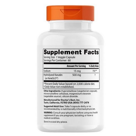 Doctors Best, Keratin, 500mg, 60 Veggie Caps