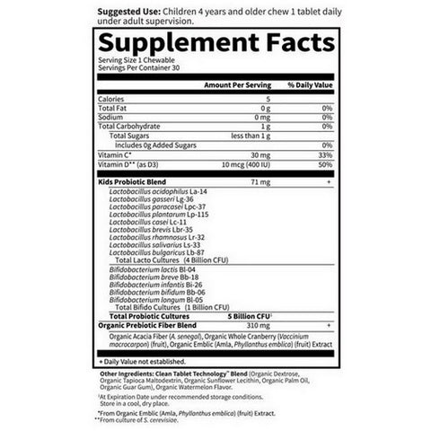 Garden of Life, Dr. Formulated Probiotics Organic Kids + 5 Billion CFU, Watermelon Cool, 30 Chewable Tabs