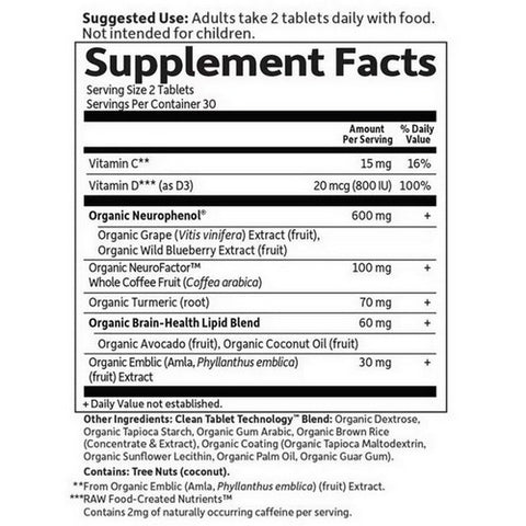 Garden of Life, Dr. Formulated Brain Health Memory & Focus for Adults 40+, 60 Tablets
