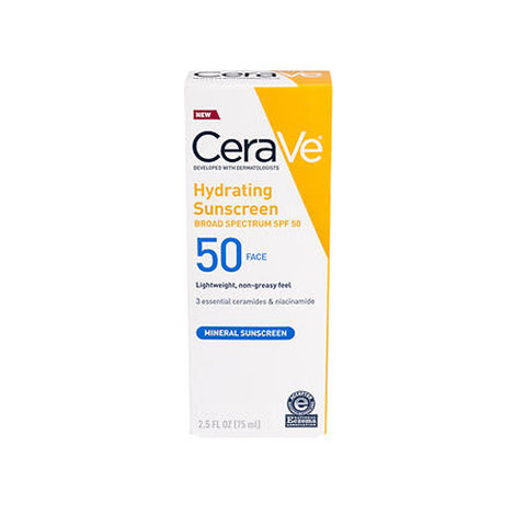 Cerave, Hydrating Suncreen Broad Spectrum SPF 50, 2.5 Oz