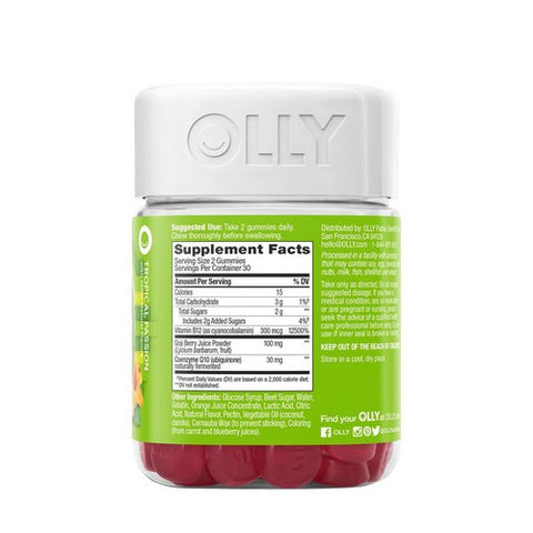 Olly, Daily Energy Gummies Vitamin B12 Plus Coq10 And Goji Berry, 60 Gummies