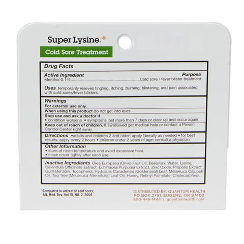 Quantum Health, Lip Clear Lysine+ Cold Sore Treatment, 0.25 oz