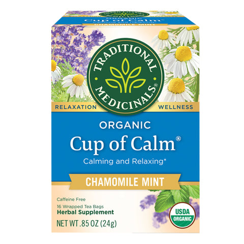 Traditional Medicinals, Organic Cup of Calm Chamomile Mint Tea Calming & Relaxing, 16 Bags