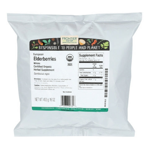 Frontier Coop, Organic Whole Elder European Berries, 16 Oz