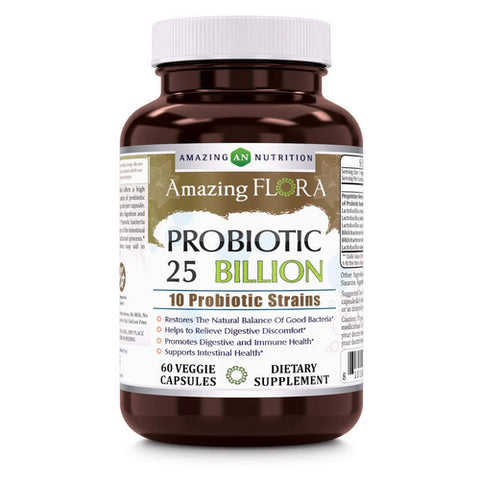 Amazing Nutrition, Amazing Flora Probiotic 10 Strains 25 Billion, 60 Veg Caps