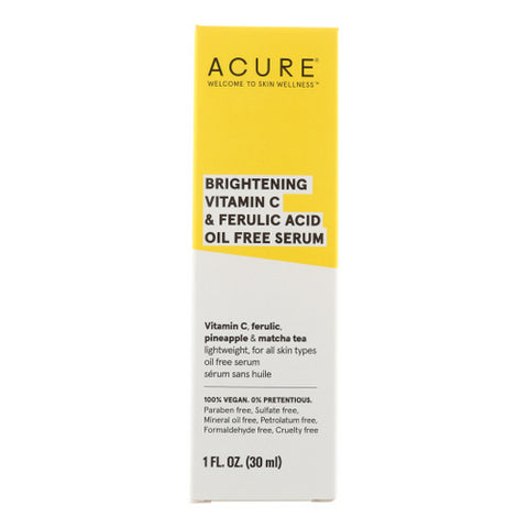 Acure, Brightening Vitamin C & Ferulic Acid Oil Free Serum, 1 Oz