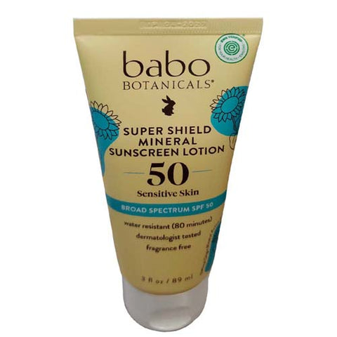 Babo Botanicals, Sheer Mineral Sensitive Gentle Sunscreen Lotion SPF 50, 3 Oz
