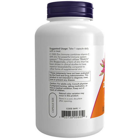 Now Foods, C-1000 Zinc Immune, 180 Veg Caps