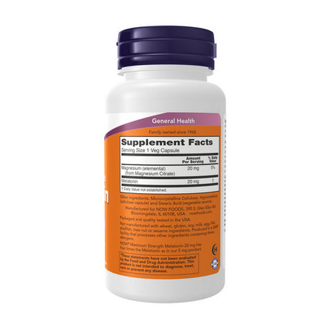 Now Foods, Melatonin Maximum Strength, 20 Mg, 90 Veg Caps