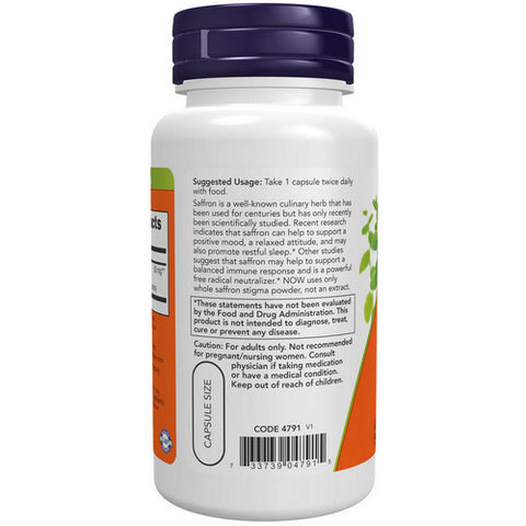 Now Foods, Saffron, 50 Mg, 60 Veg Caps