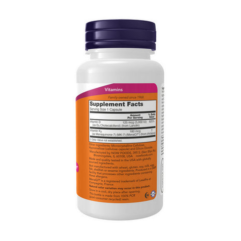 Now Foods, Mega D-3 & MK-7 5000 IU, 180 mcg, 120 Caps