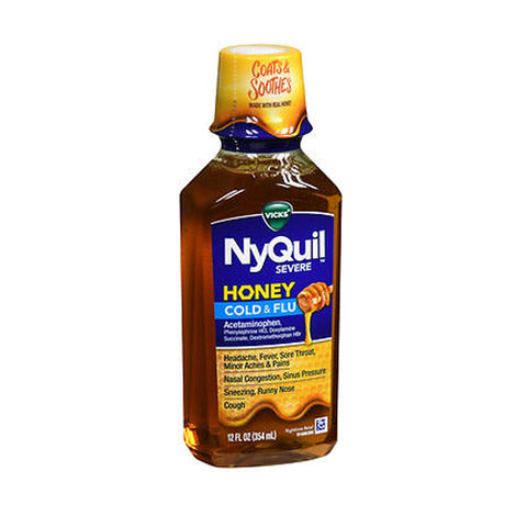 NyQuil, NyQuil Severe Cold & Flu Liquid Honey Flavor, 12 Oz