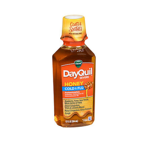 Crest, Vicks DayQuil Severe Cold & Flu Liquid Honey, 12 Oz