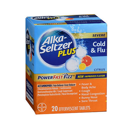 Bayer, Alka-Seltzer Plus Severe Cold & Flu PowerFast Fizz Effervescent Tablets Citrus, 20 Tabs