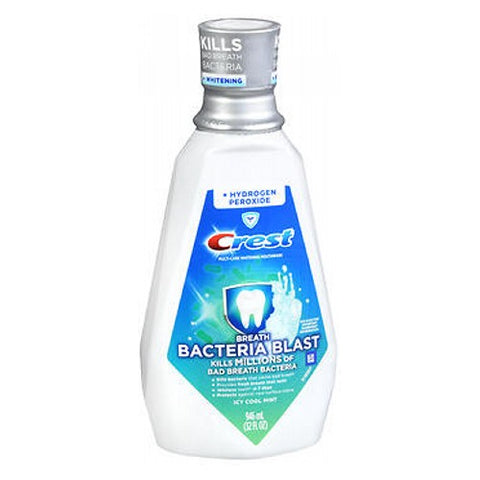 Crest, Breath Bacteria Blast + Hydrogen Peroxide Multi-Care Whitening Mouthwash Icy Cool Mint, 32 Oz