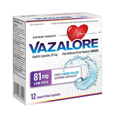 Vazalore, Aspirin Low Dose Liquid-Filled, 81 mg, 12 Capsules