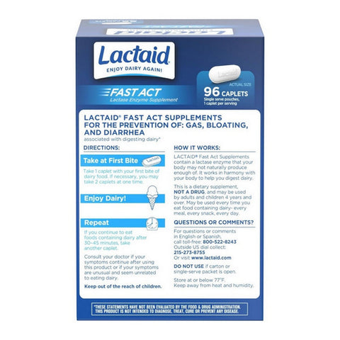 Neutrogena, Lactaid Fast Act Lactase Enzyme Supplement, 96 Caplets